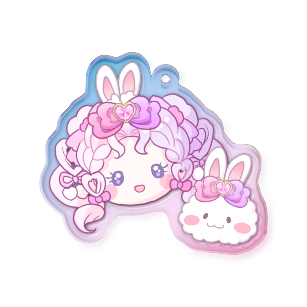 💝あいめちゃん&ぽあぽあうさぎさま🌷🗝オーロラアクリルキーホルダー50×50mm-
