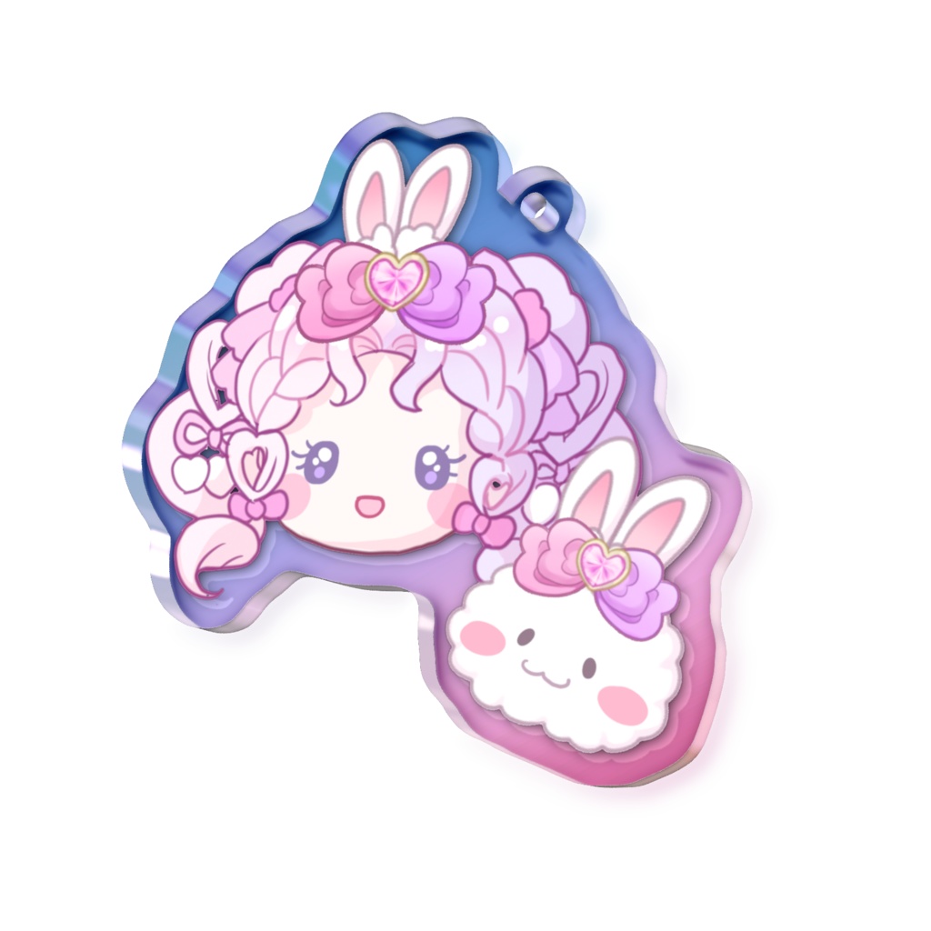 💝あいめちゃん＆ぽあぽあうさぎさま🌷🗝オーロラアクリルキーホルダー50×50mm-