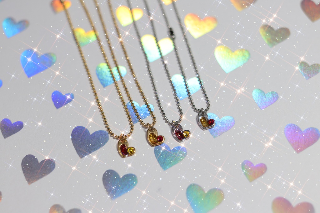 どひふイメージハートのチャームネックレス