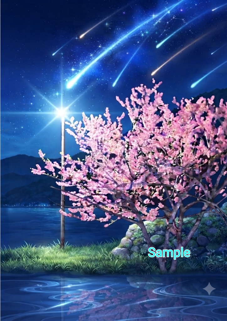 流星と夜桜