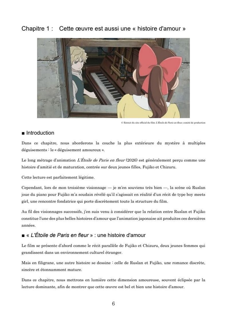 Étude sur le film d’animation japonais de long métrage L’Étoile de Paris en fleur (Samurai Ballerina)