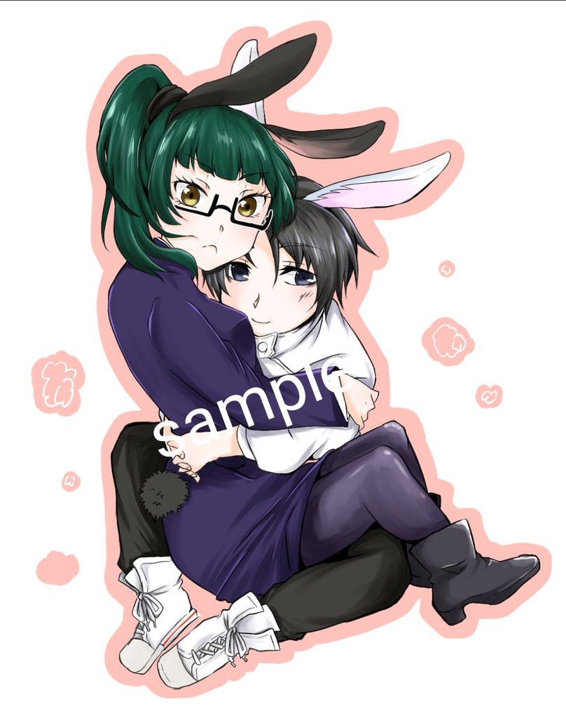 アクリルストラップ/白黒兎ゆたまき