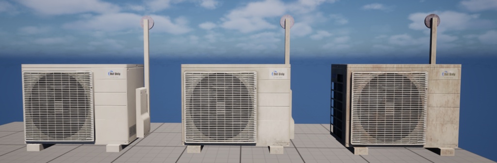 【3Dモデル】室外機 汚れ方別3点セット