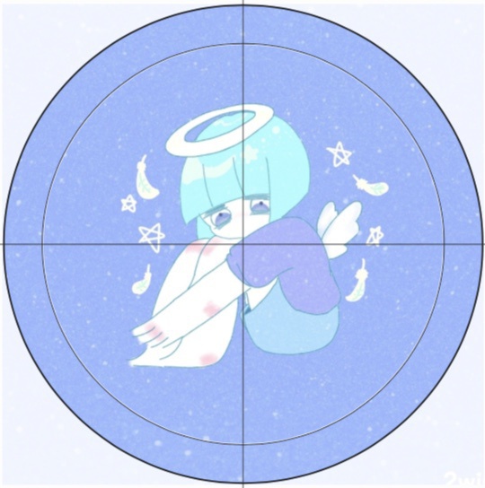 天使缶バッジ57mm(青)