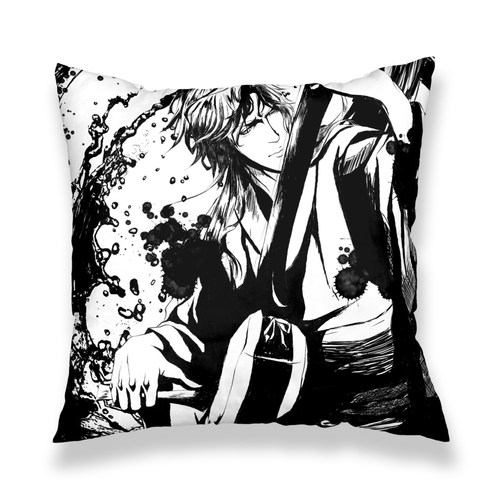 映ゆと墨絵 リバーシブルクッションカバー