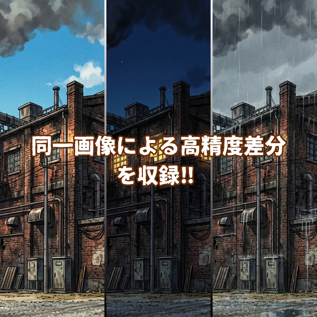 【昭和怪奇 背景150枚】昭和怪奇録|闇市・銭湯・工場・防空壕|5差分(昼夜雨怪奇血痕)【帝都怪奇譚シリーズ/TRPG背景素材/CoC/昭和】