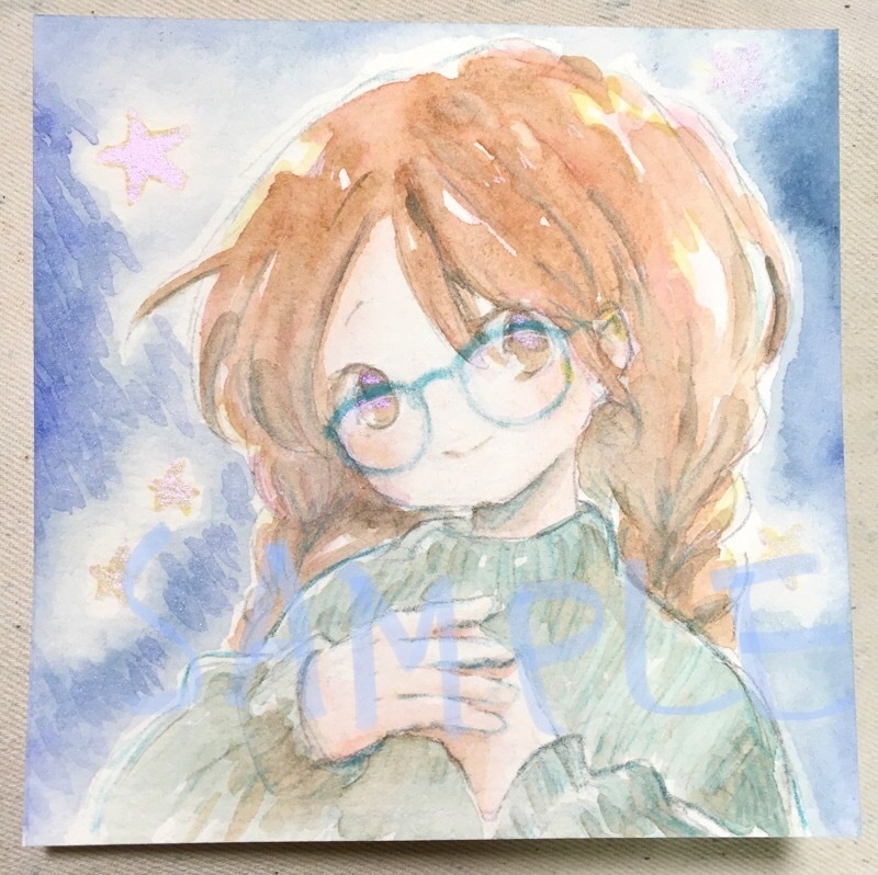 【水彩原画】メガネの女の子