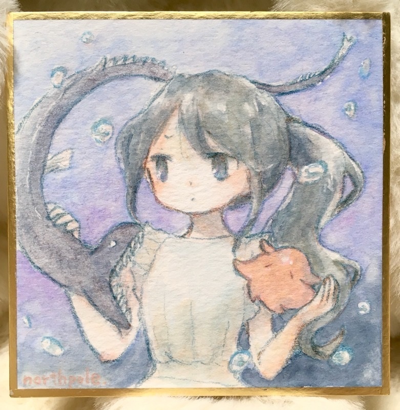 【水彩原画】ミツマタヤリウオとメンダコ
