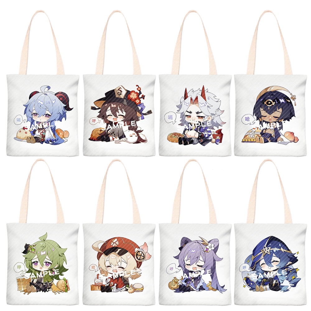 【原神-腹いっぱい食べたシリーズ】 トートバッグ(指定キャラ2点セット)