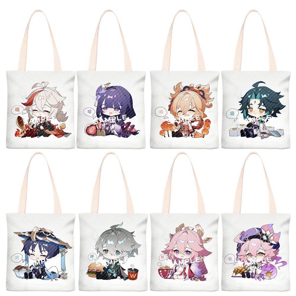【原神-腹いっぱい食べたシリーズ】 トートバッグ(指定キャラ2点セット)