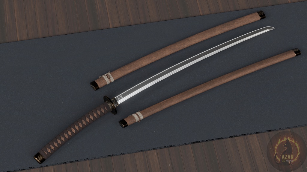 Katana001 Premium Japanese Sword Game-Ready PBR Model Low-poly 3D model
