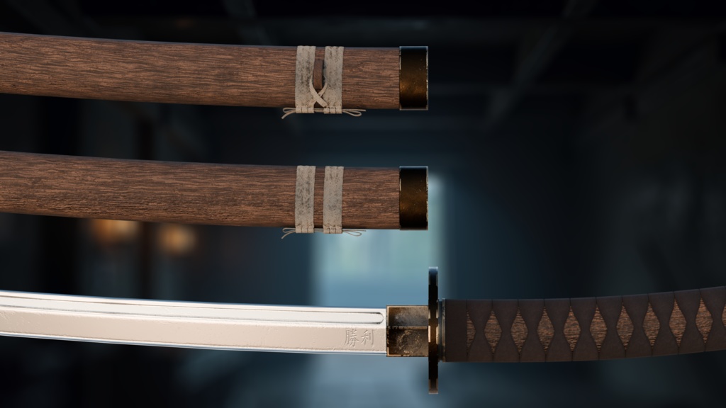 Katana001 Premium Japanese Sword Game-Ready PBR Model Low-poly 3D model