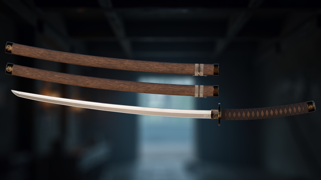 Katana001 Premium Japanese Sword Game-Ready PBR Model Low-poly 3D model