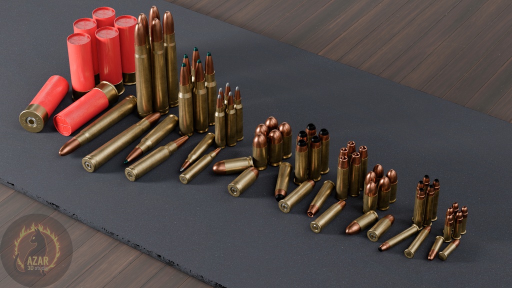 Professional Ammo Pack APX 26 (10 Types / PBR / Game-Ready) 弾薬パック