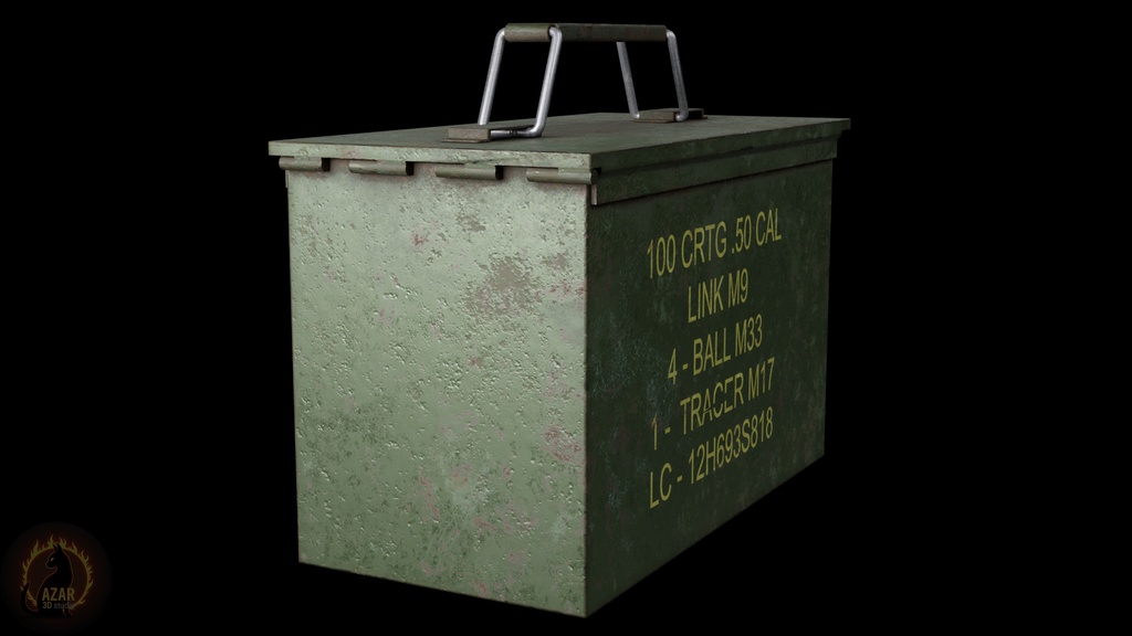 Military Ammo Box & Bullet Belt (PBR / Game-Ready) 弾薬箱と弾帯
