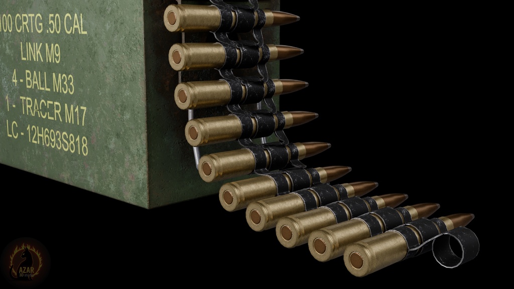 Military Ammo Box & Bullet Belt (PBR / Game-Ready) 弾薬箱と弾帯