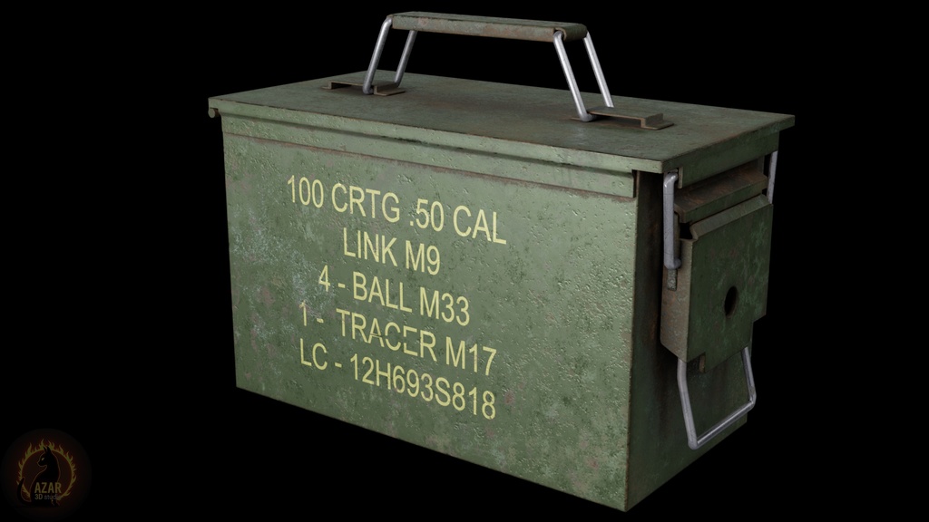 Military Ammo Box & Bullet Belt (PBR / Game-Ready) 弾薬箱と弾帯