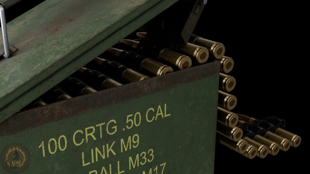 Military Ammo Box & Bullet Belt (PBR / Game-Ready) 弾薬箱と弾帯