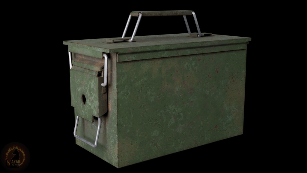 Military Ammo Box & Bullet Belt (PBR / Game-Ready) 弾薬箱と弾帯
