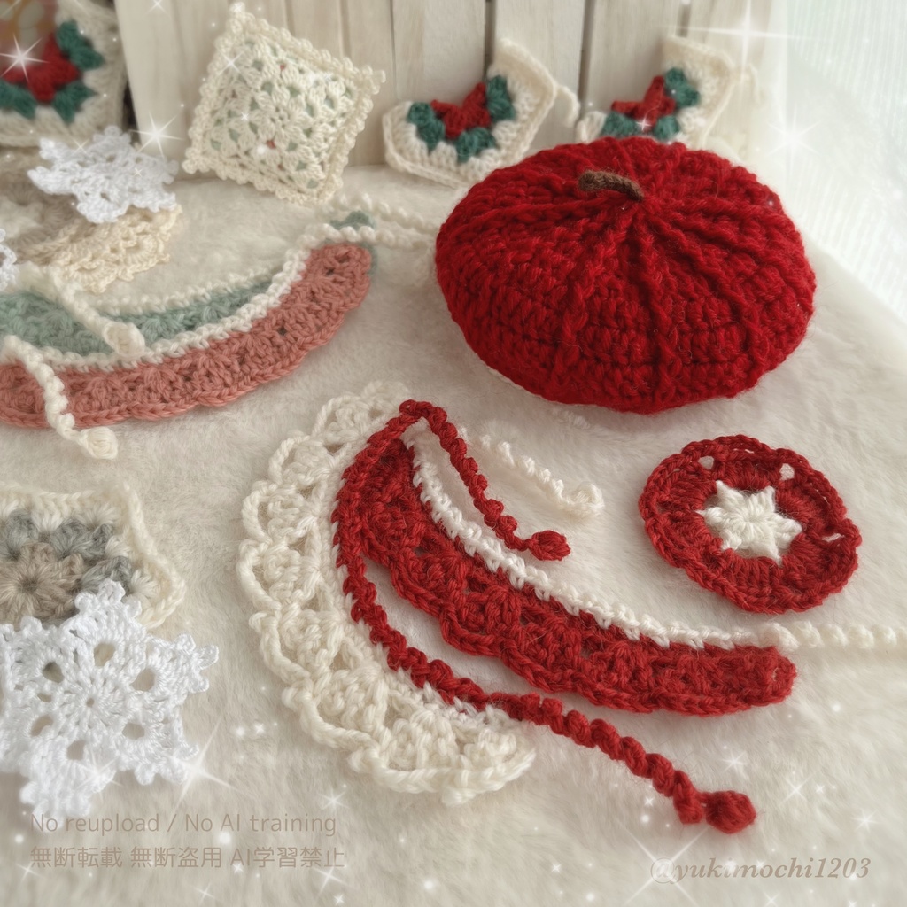 *ぬいぐるみ用りんごカラーのティペット*