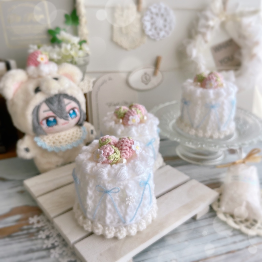 🩵手の平サイズのあみぐるみケーキ- un clair -🩵