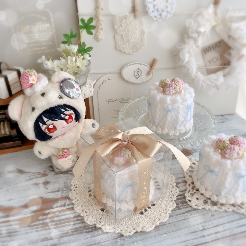 🩵手の平サイズのあみぐるみケーキ- un clair -🩵