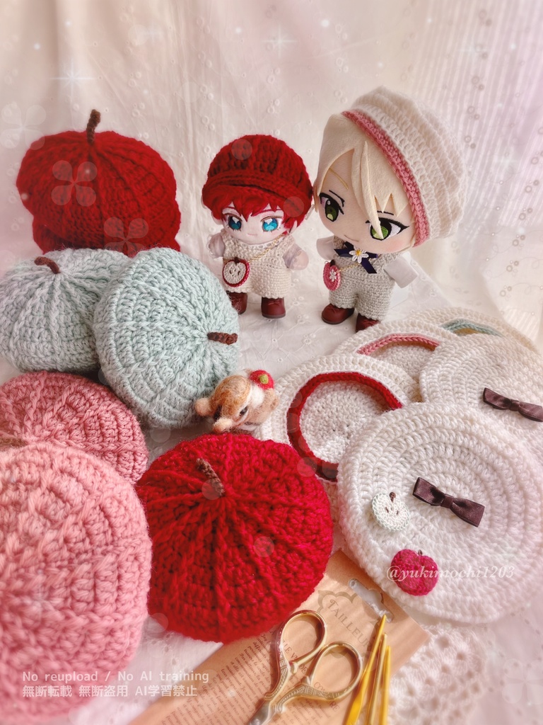 🍎ぬいぐるみ用りんごのベレー帽🍎