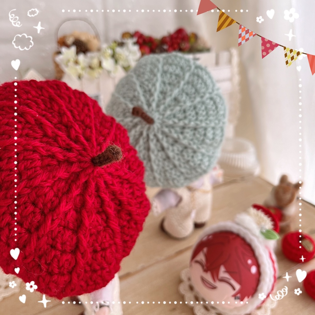 🍎ぬいぐるみ用りんごのベレー帽🍎