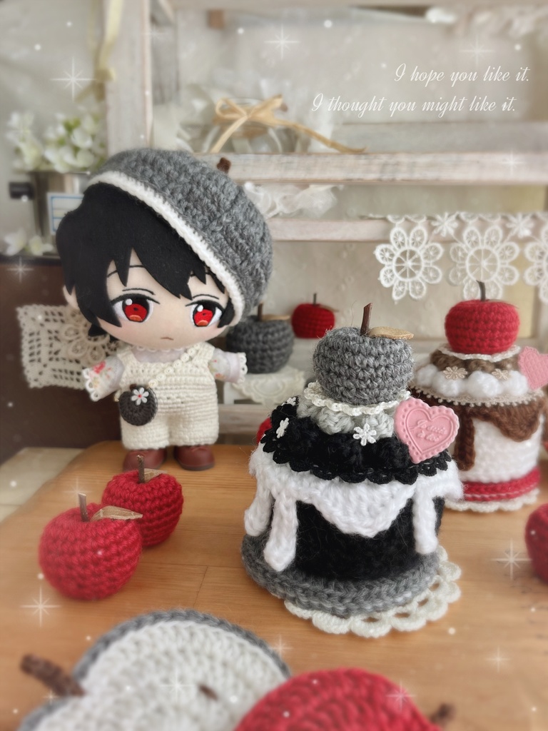 🍎手の平サイズのあみぐるみケーキ 姫りんごの秋色ケーキ🍎