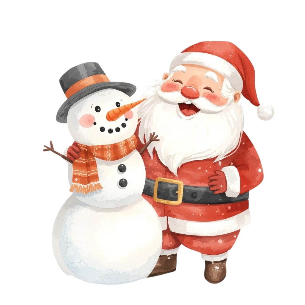 水彩クリスマスクリップアートセット – サンタ&クリスマスツリー&ホリデーイラスト21点