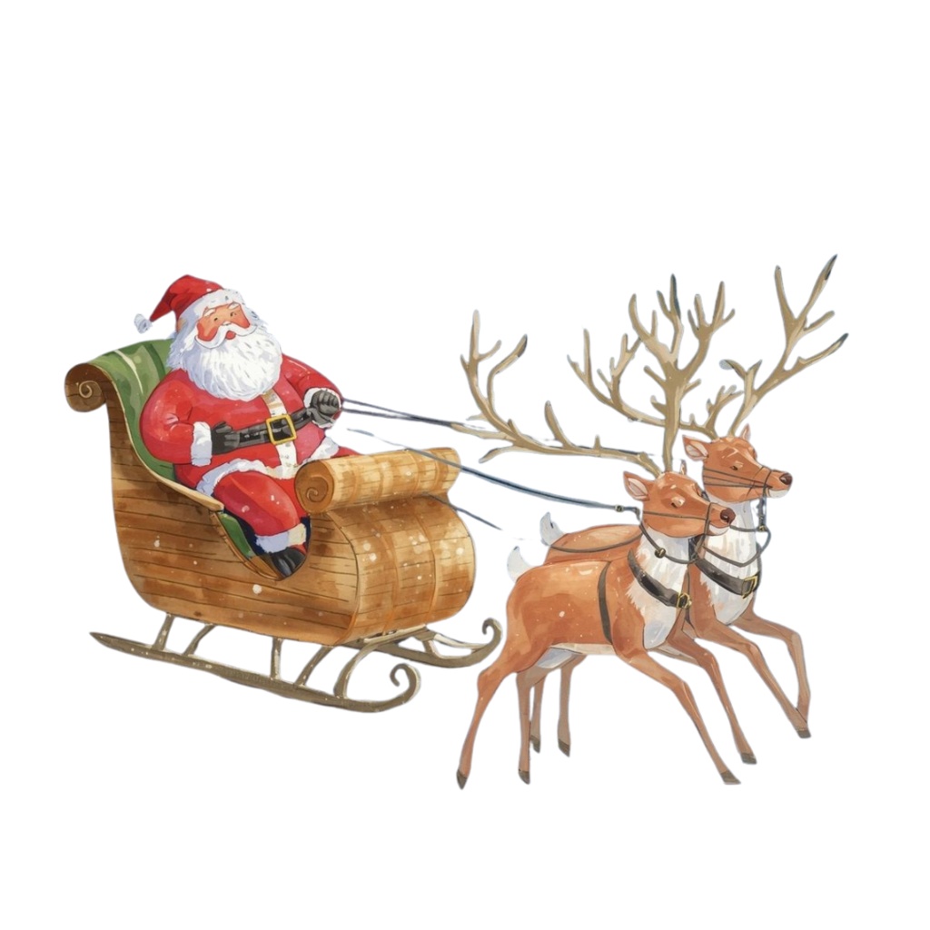 水彩クリスマスクリップアートセット – サンタ&クリスマスツリー&ホリデーイラスト21点