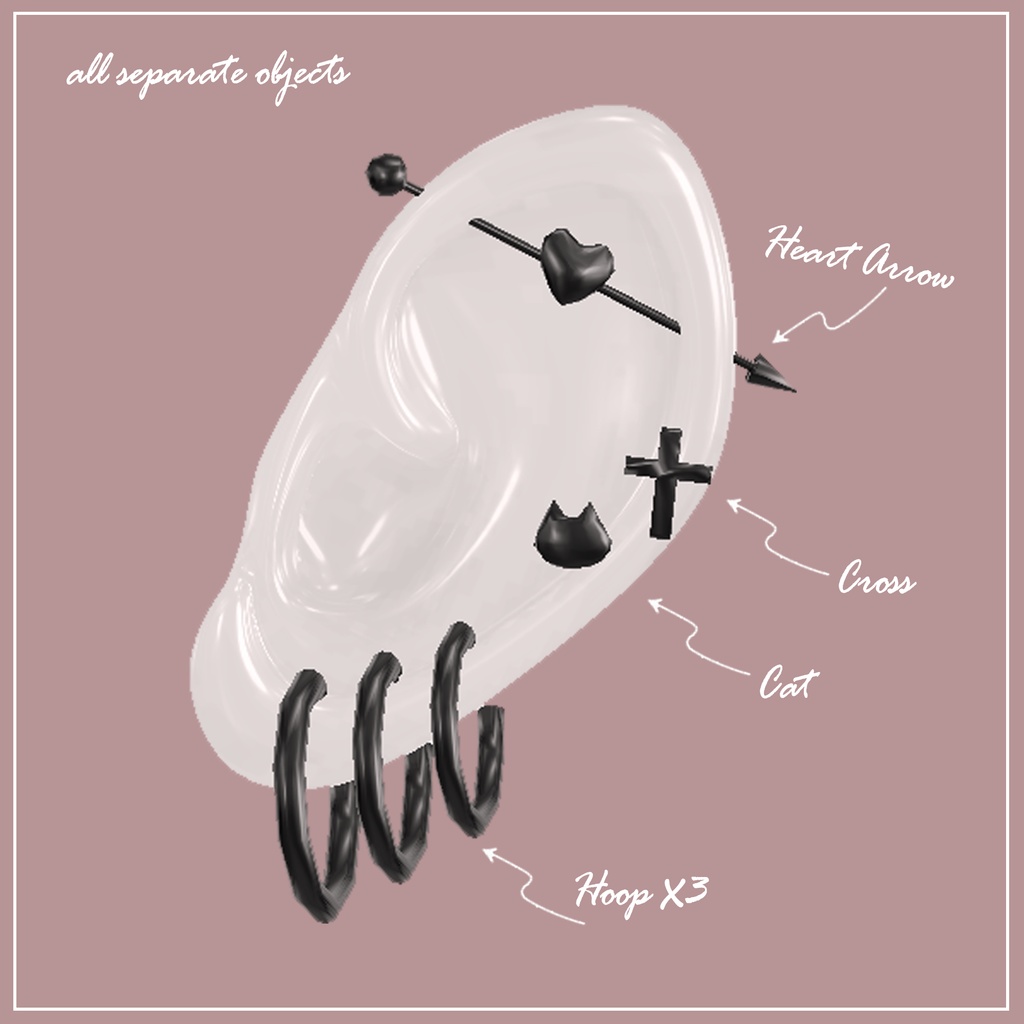 【森羅対応】Heart Arrow earring【VRChat想定】