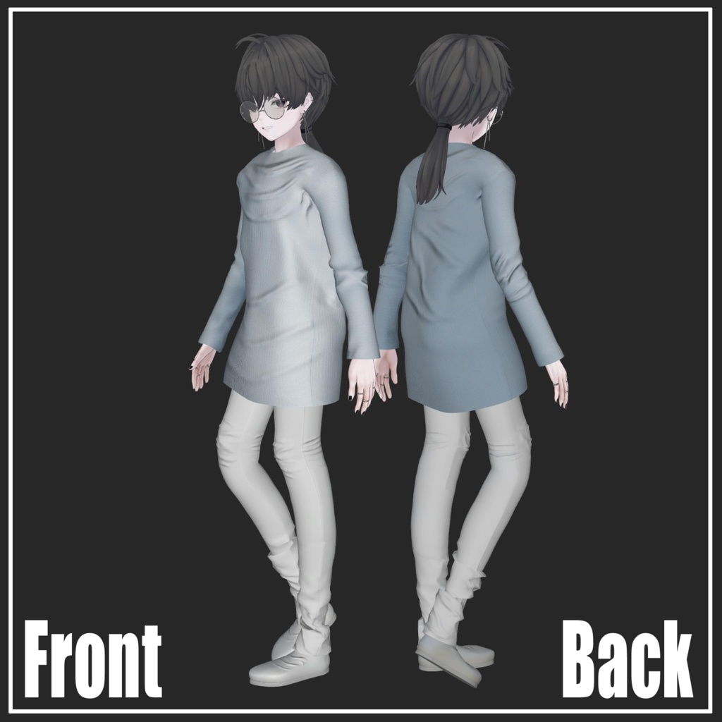 【複数アバター対応】Casual long knit【VRChat想定】