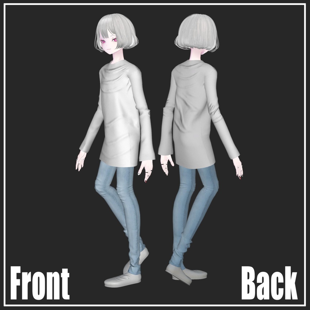 【複数アバター対応】Casual long knit【VRChat想定】