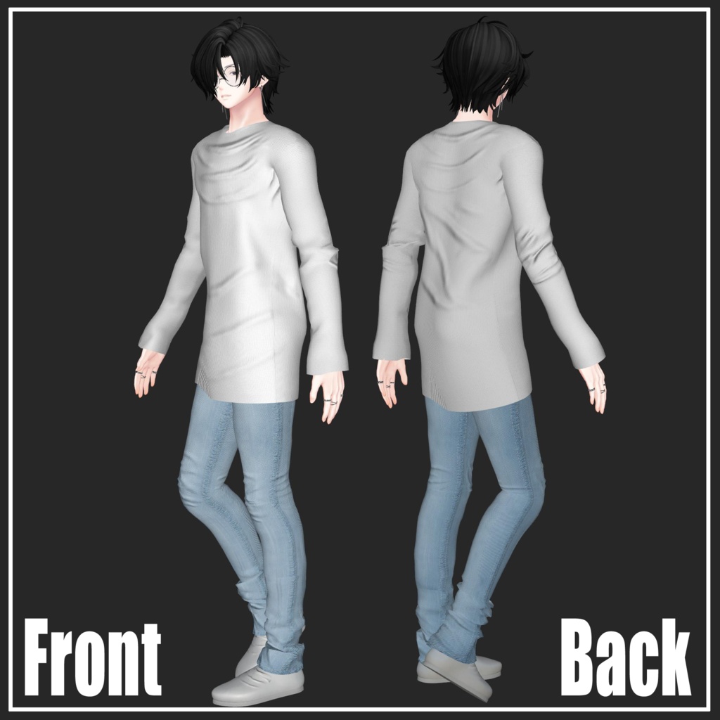 【複数アバター対応】Casual long knit【VRChat想定】