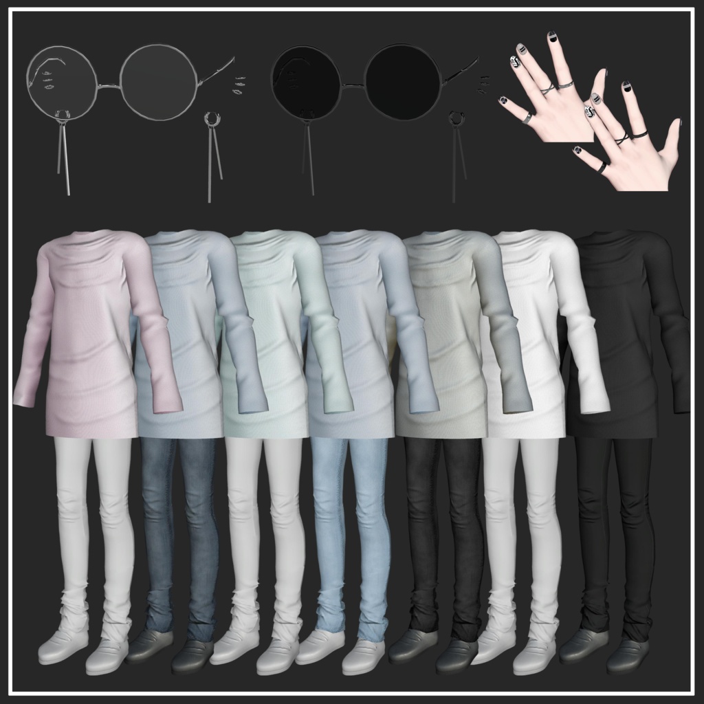 【複数アバター対応】Casual long knit【VRChat想定】
