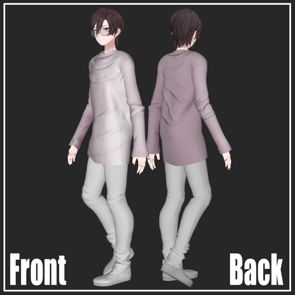 【複数アバター対応】Casual long knit【VRChat想定】