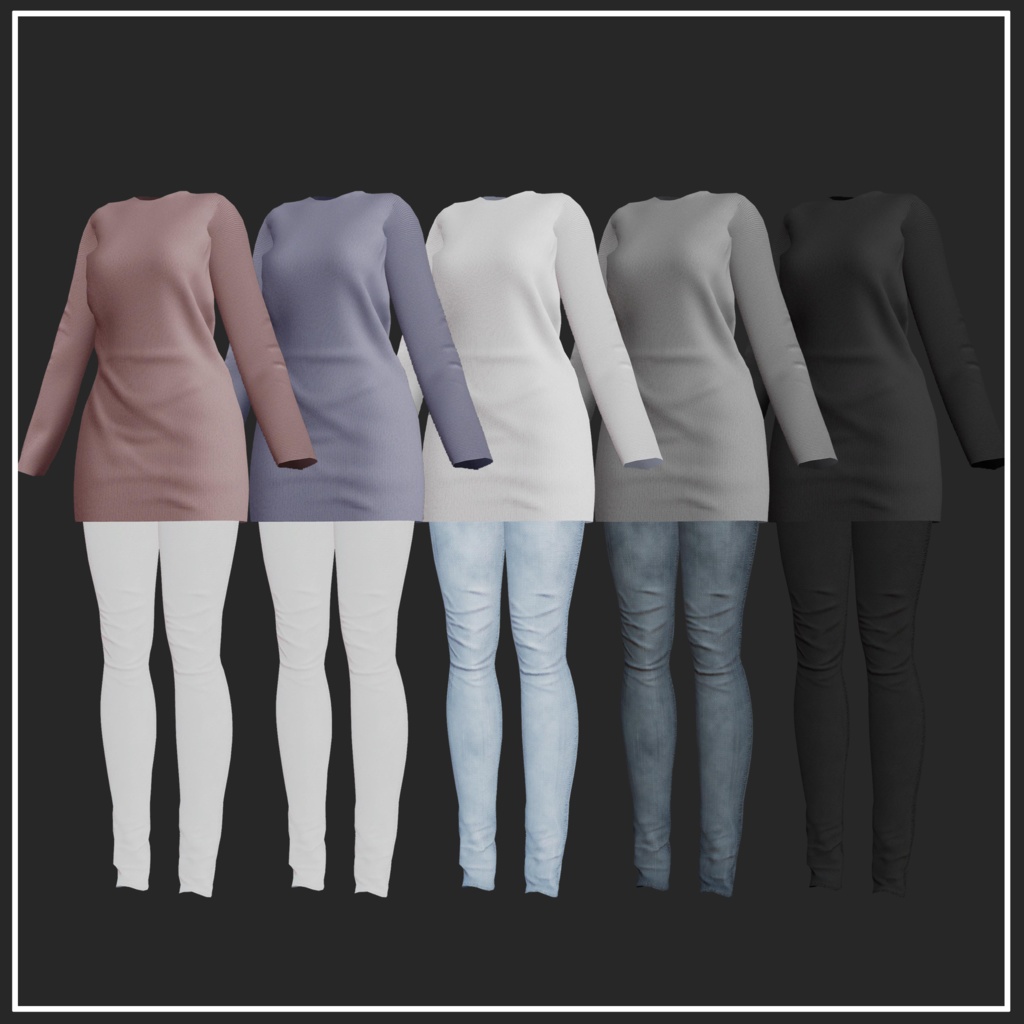 【ラシューシャ対応】Casual long knit【VRChat想定】