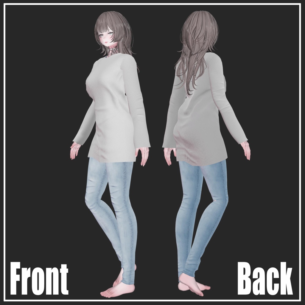 【ラシューシャ対応】Casual long knit【VRChat想定】