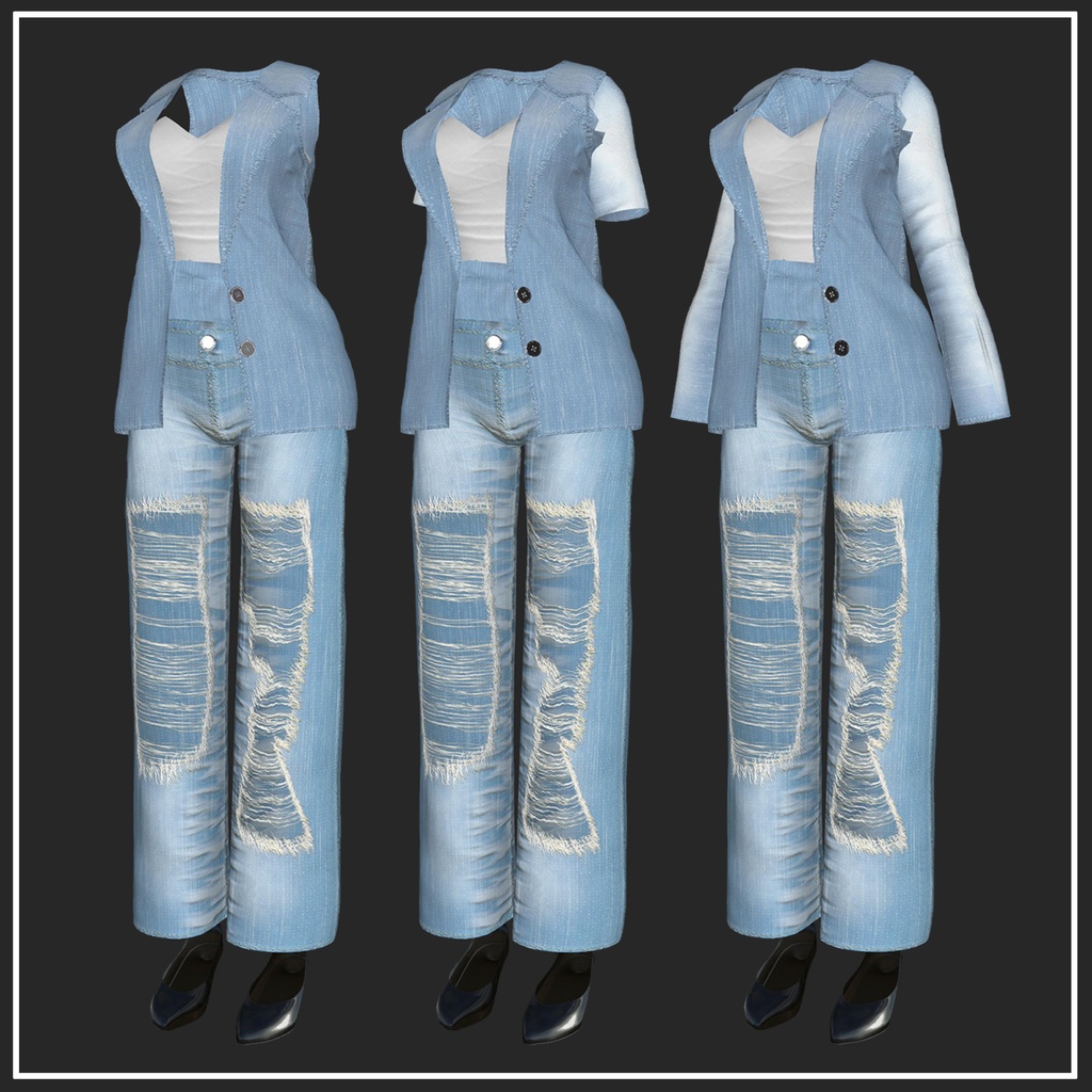 【複数アバター対応】Denim Suit Outfit【VRChat想定】