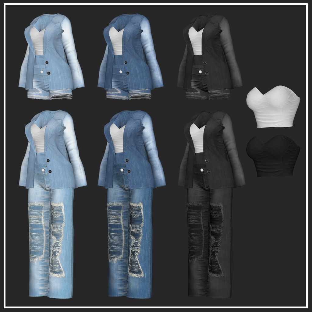 【複数アバター対応】Denim Suit Outfit【VRChat想定】