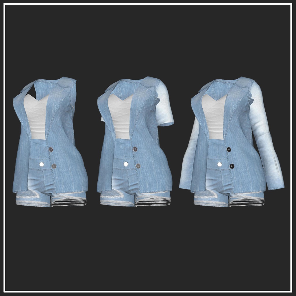 【複数アバター対応】Denim Suit Outfit【VRChat想定】