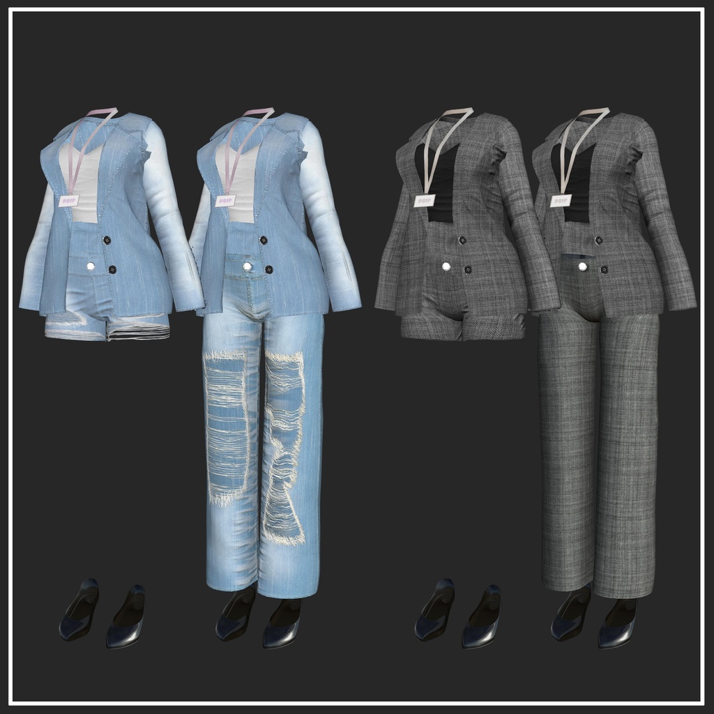 【複数アバター対応】Denim Suit Outfit【VRChat想定】