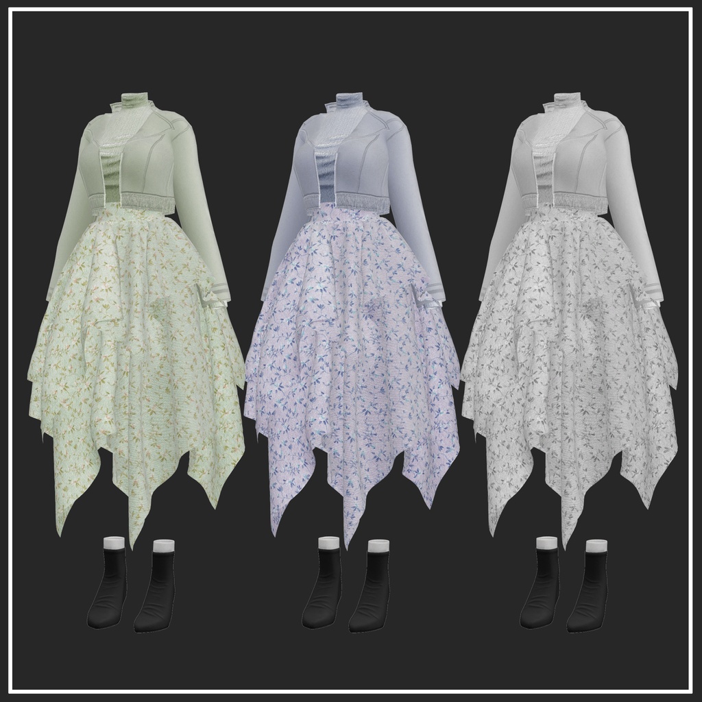 【複数アバター対応】Asymmetry Skirt【VRChat想定】