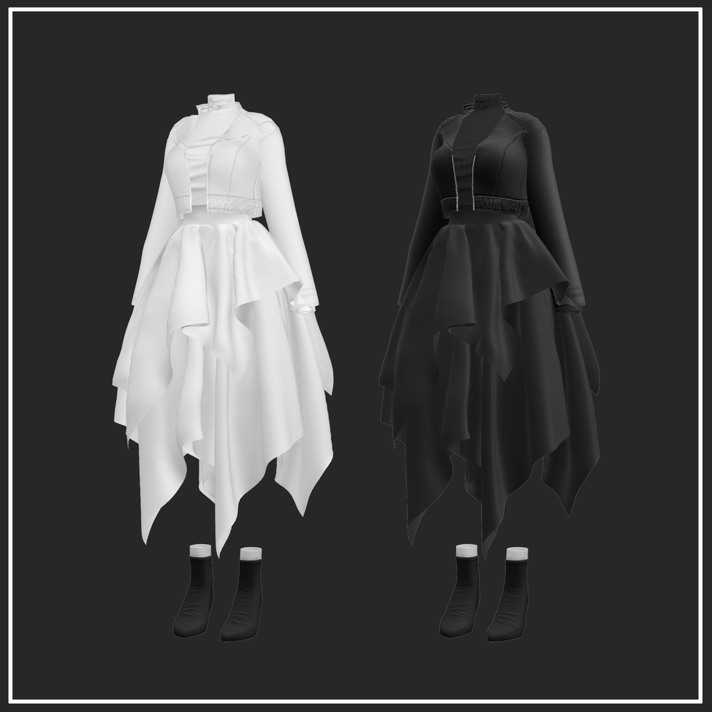【複数アバター対応】Asymmetry Skirt【VRChat想定】
