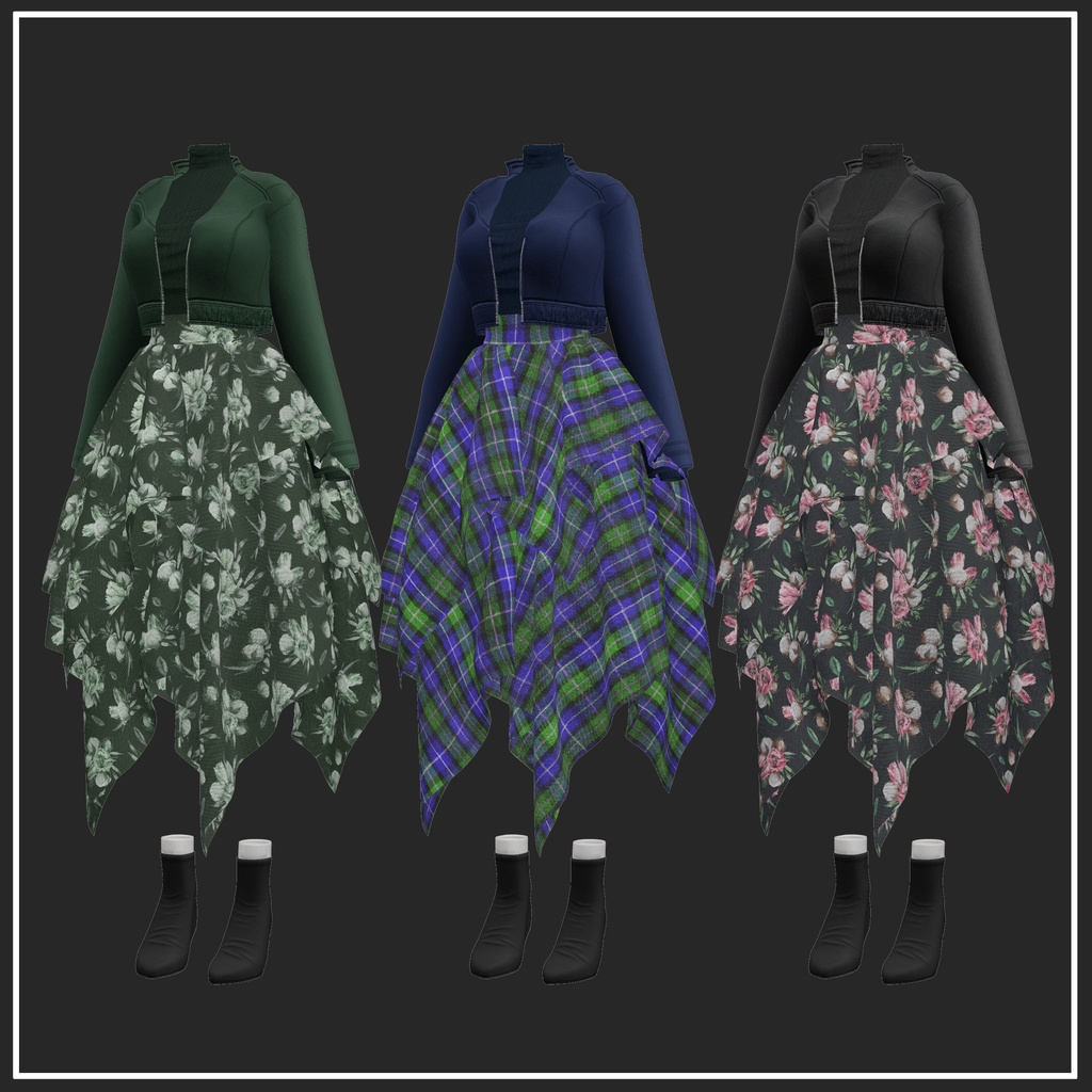 【複数アバター対応】Asymmetry Skirt【VRChat想定】