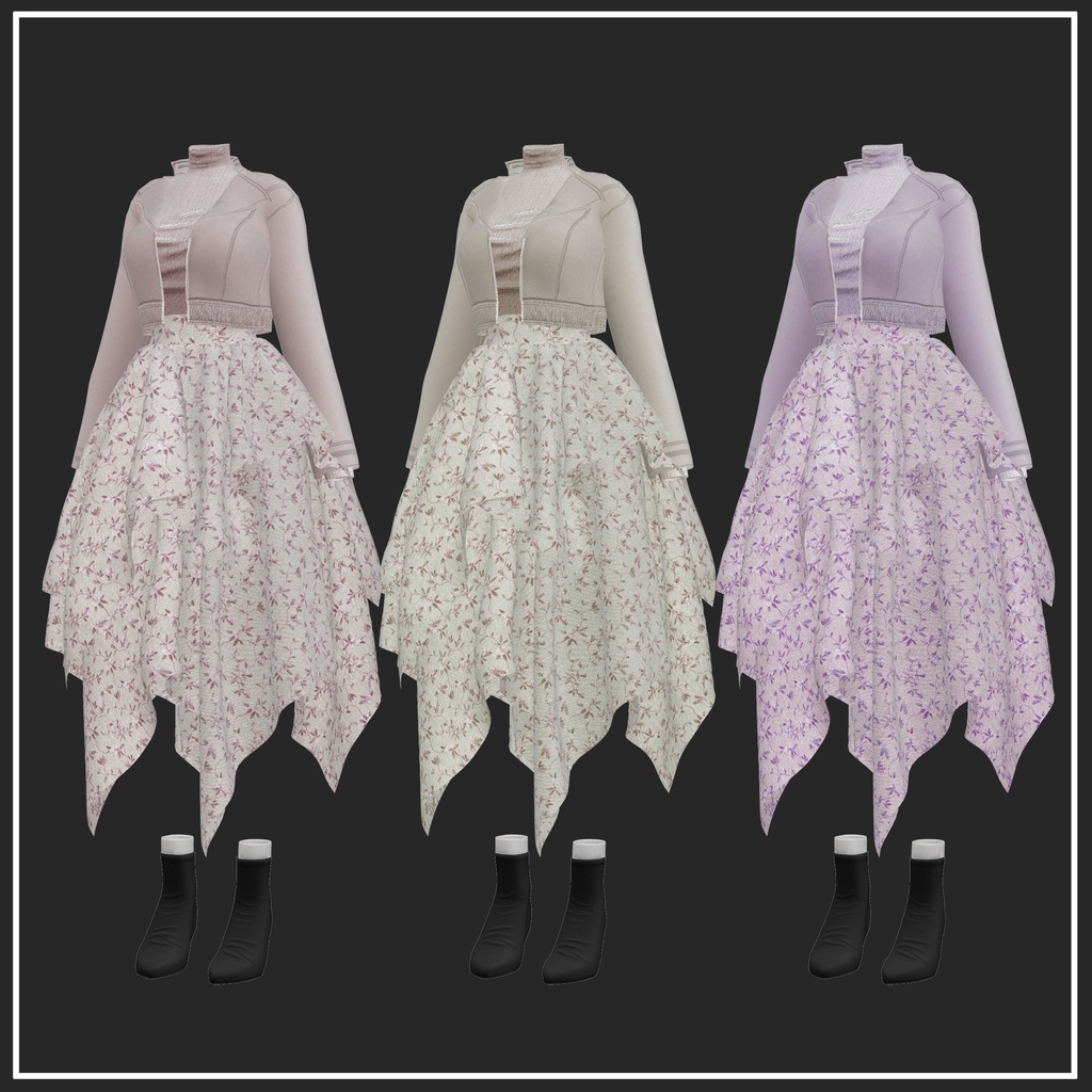 【複数アバター対応】Asymmetry Skirt【VRChat想定】