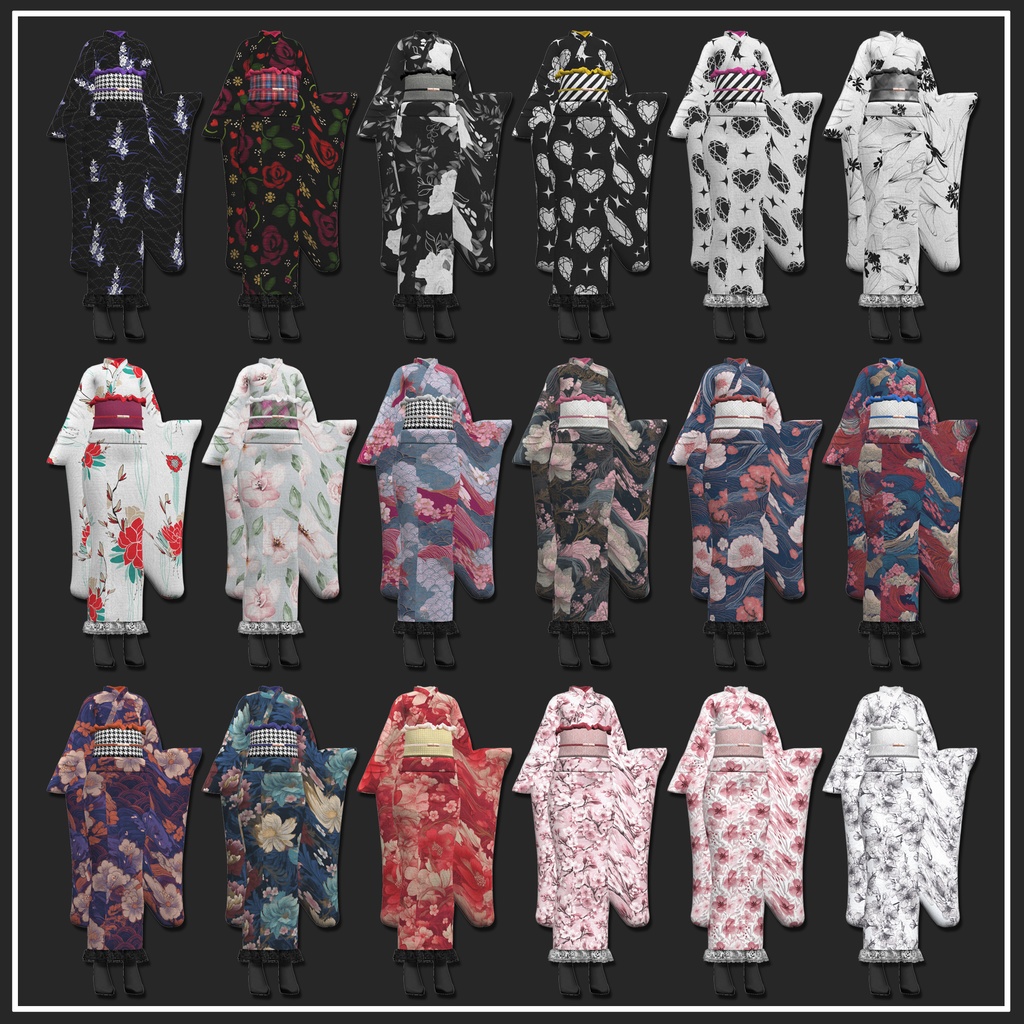 🎀12/5素体追加アップデート🎀【複数アバター対応】KIMONO MODERN【VRChat想定】