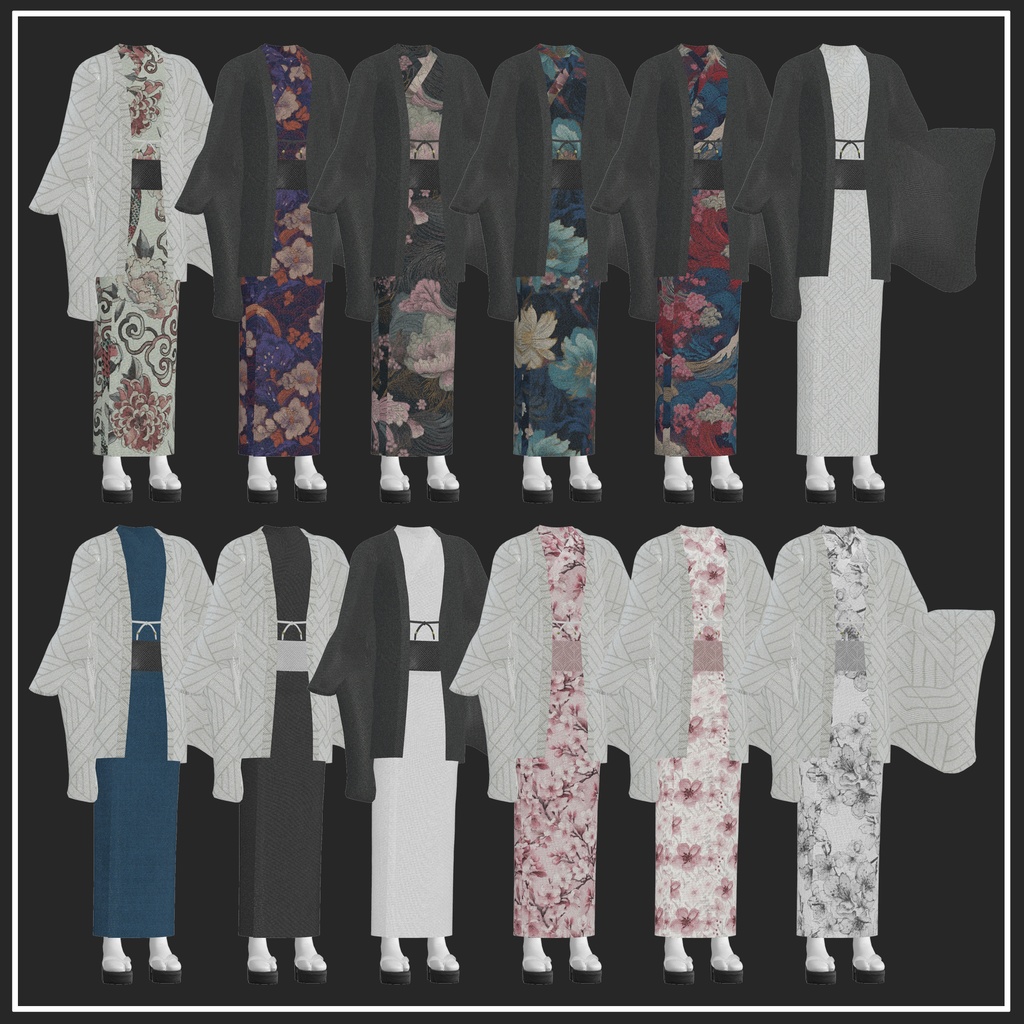 🎀12/5素体追加アップデート🎀【複数アバター対応】KIMONO MODERN【VRChat想定】