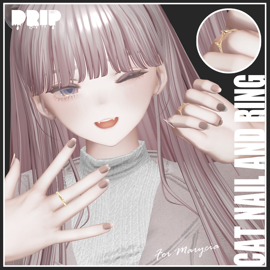 【マリシア対応】CAT NAIL AND RING【VRChat想定】